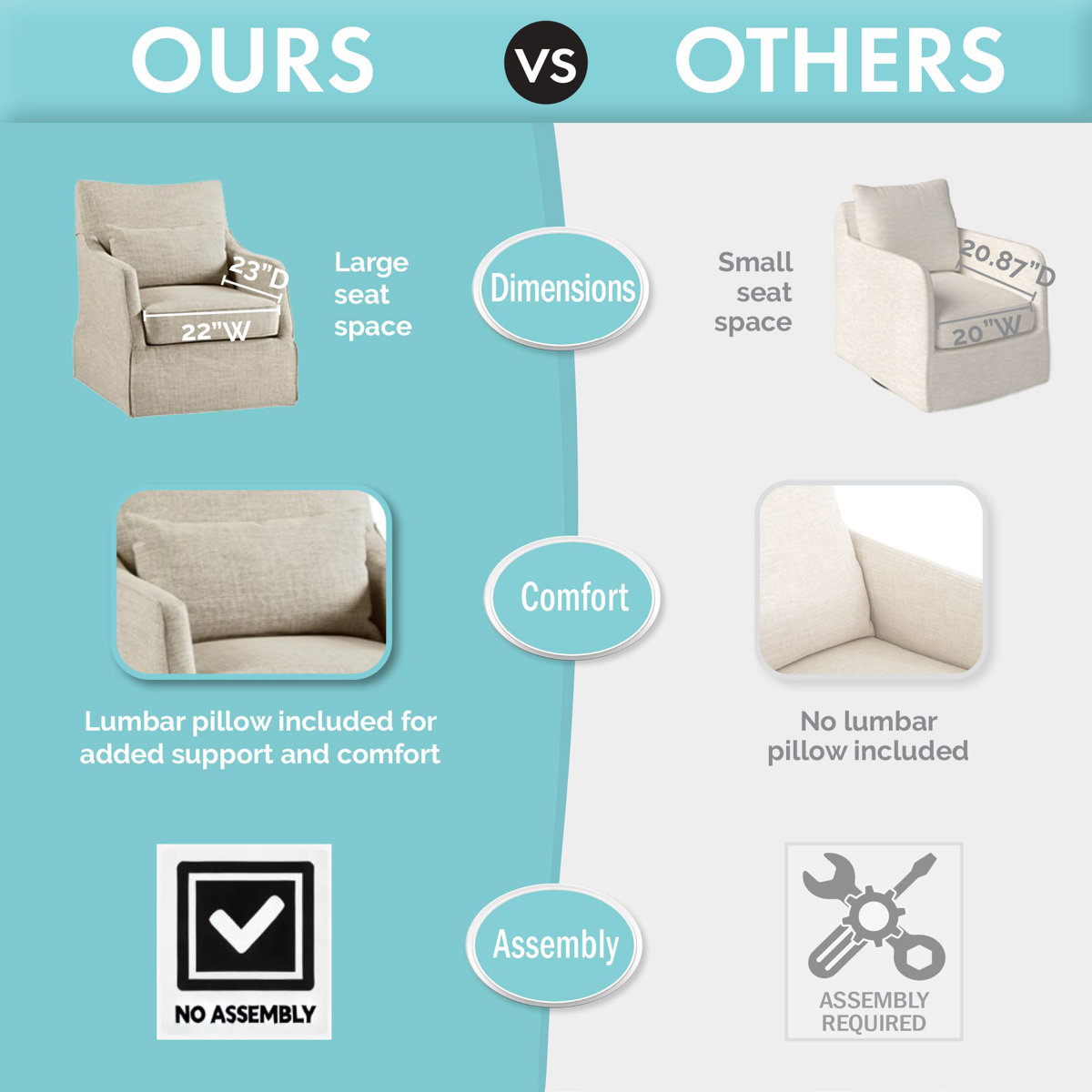 Bedford London Upholstered Skirted Swivel Armchair with Lumbar Pillow